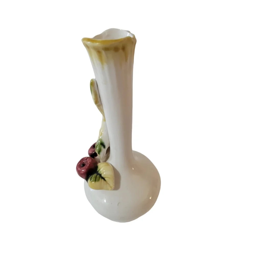 Vintage Enesco Decorative Pitcher Ceramic E3119 Fruit Leaves